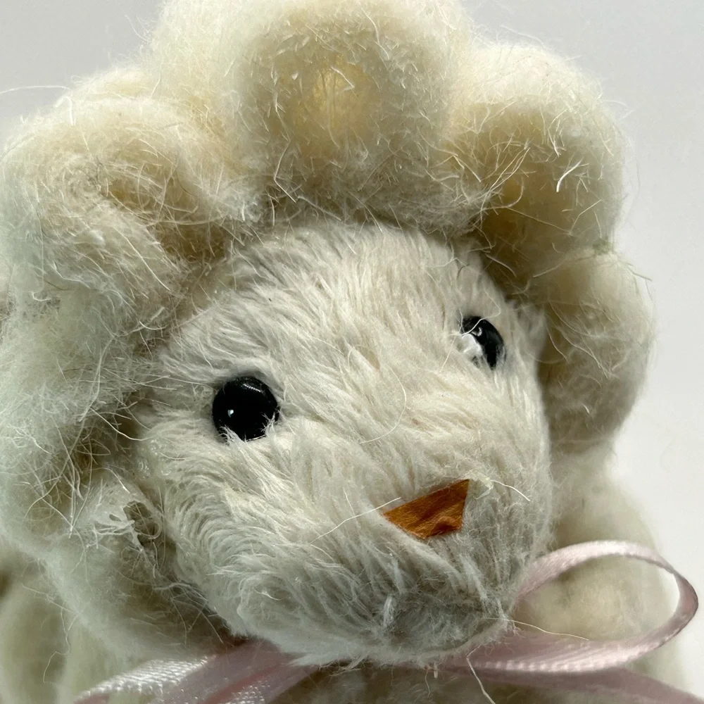 Bloom Room Spring Easter Sheep Plush Figurine white pink bow Cottagecore